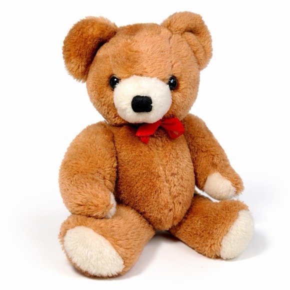 Dakin Other - Vintage 1968 R Dakin Jointed Brown Plush Teddy Bear Stuffed Animal Red Bow 12"